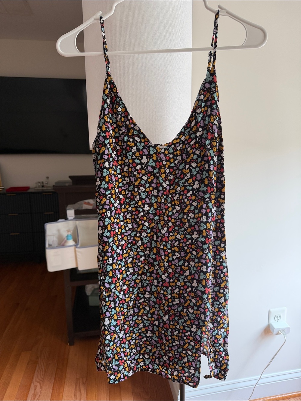 Reformation Black Floral Slip Dress